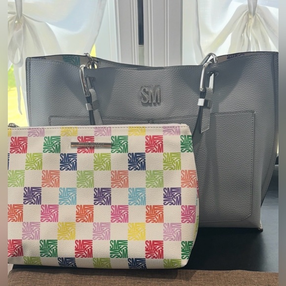 STEVE MADDEN Bdonna Tote Bag w/ pouch - Blue/Grey (Fog) - Picture 4 of 13